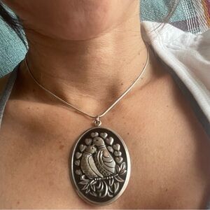 International Sterling Silver -Vintage Love Bird Pendant-stamped
